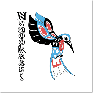 Indigenous Hummingbird (Nenookaasi) Blue Posters and Art